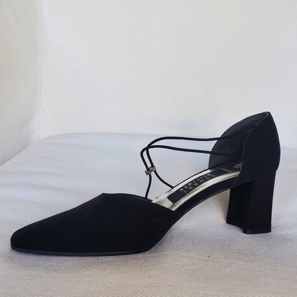 Stuart Weitzman 'Guipure' black strappy and crystal D'Orsay heels Size 6.5B - Picture 4 of 8